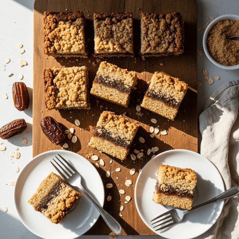 Easy Date Squares with Crumbly Oat Topping (Matrimonial Bars)