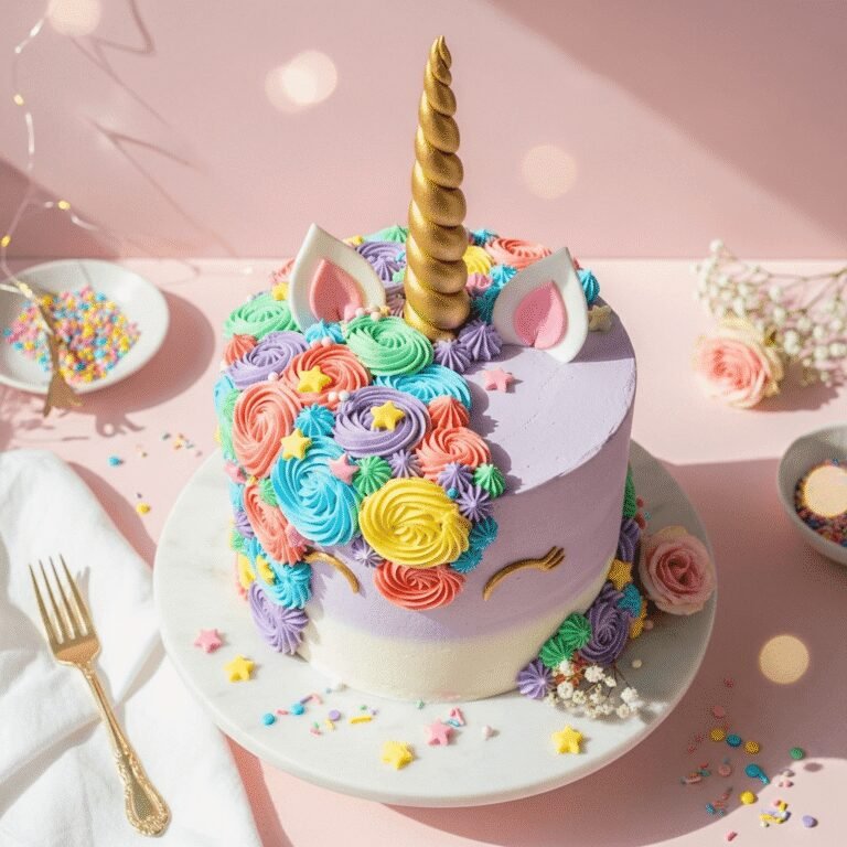 Easy Unicorn Cake Recipe – Magical Rainbow Layer Cake Perfect for Birthday Parties!