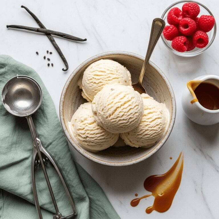 Homemade Vanilla Ice Cream Recipe – Creamy, Rich & No Ice Cream Maker Required!