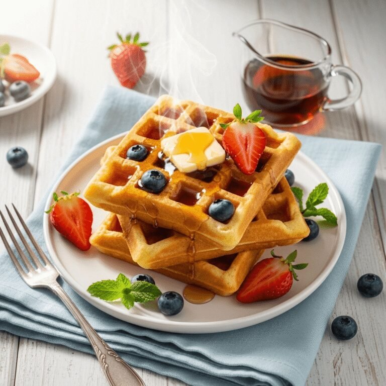 The Best Homemade Fluffy Waffles Recipe (Crispy Outside, Soft Inside!)