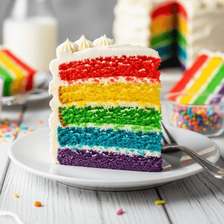 Rainbow Cake Recipe – Colorful, Fun, and Perfect for Any Celebration!