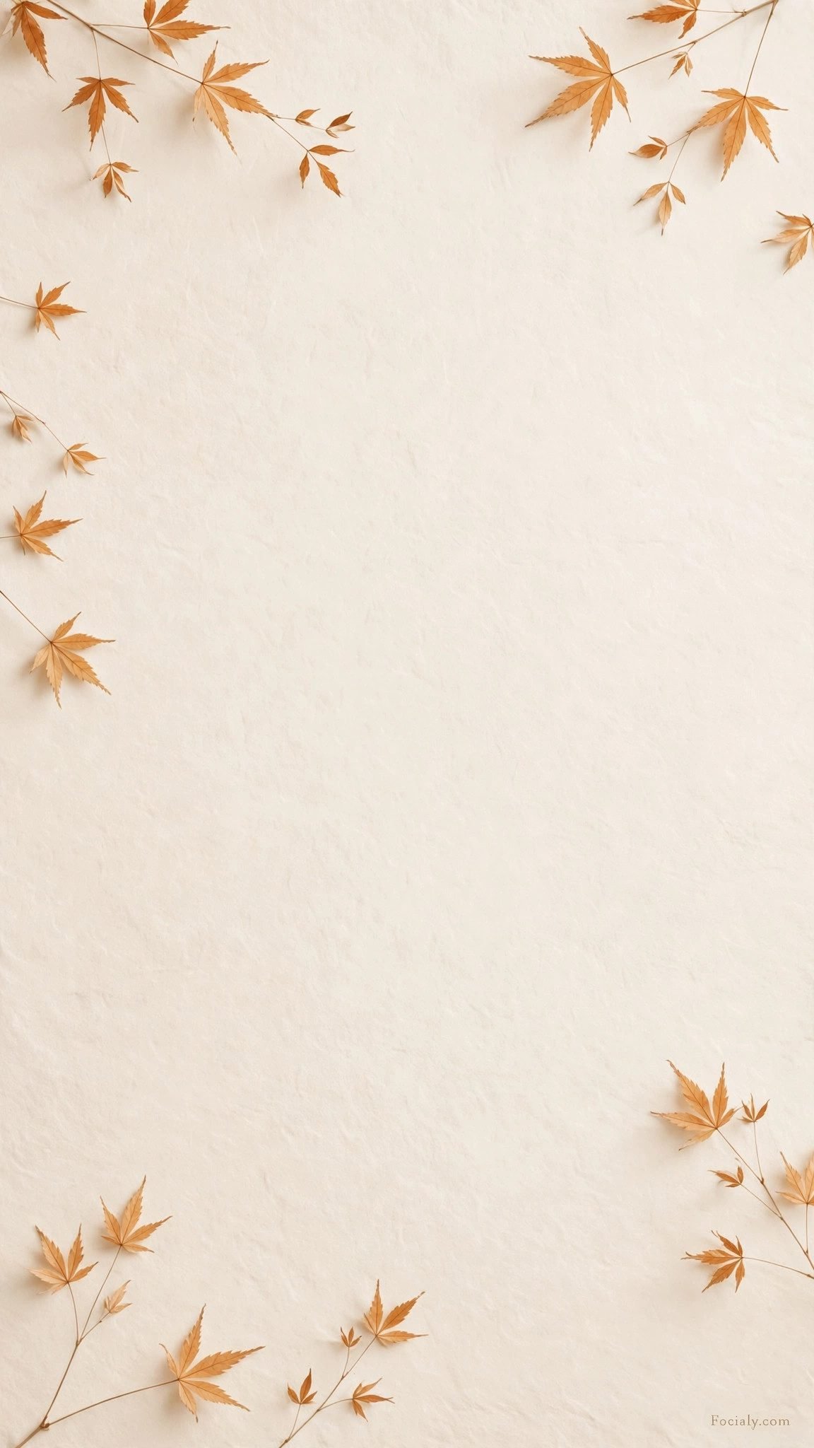 Minimal amber maple leaves on a warm cream phone wallpaper