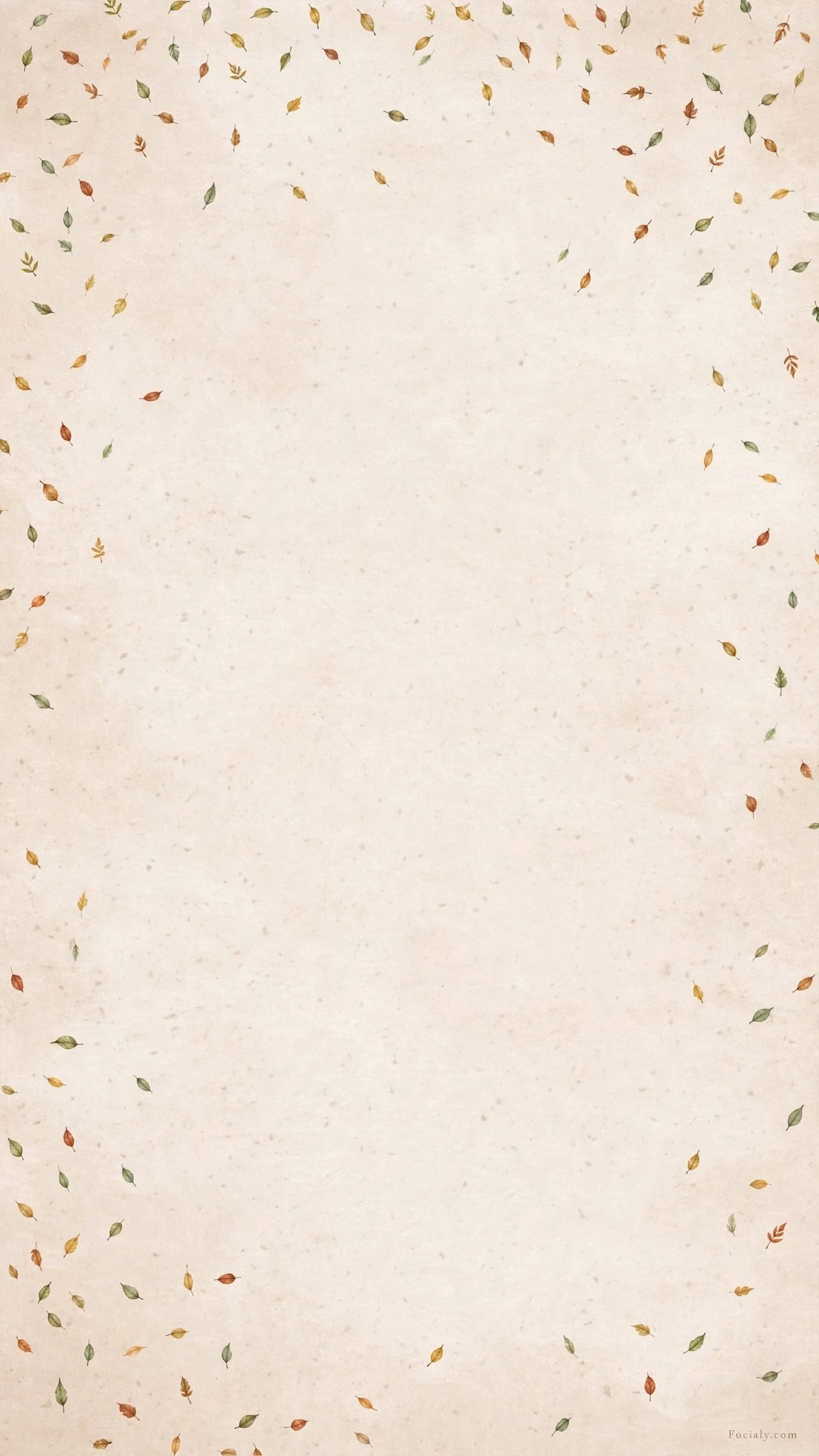 Tiny falling autumn leaves pattern on a beige phone wallpaper