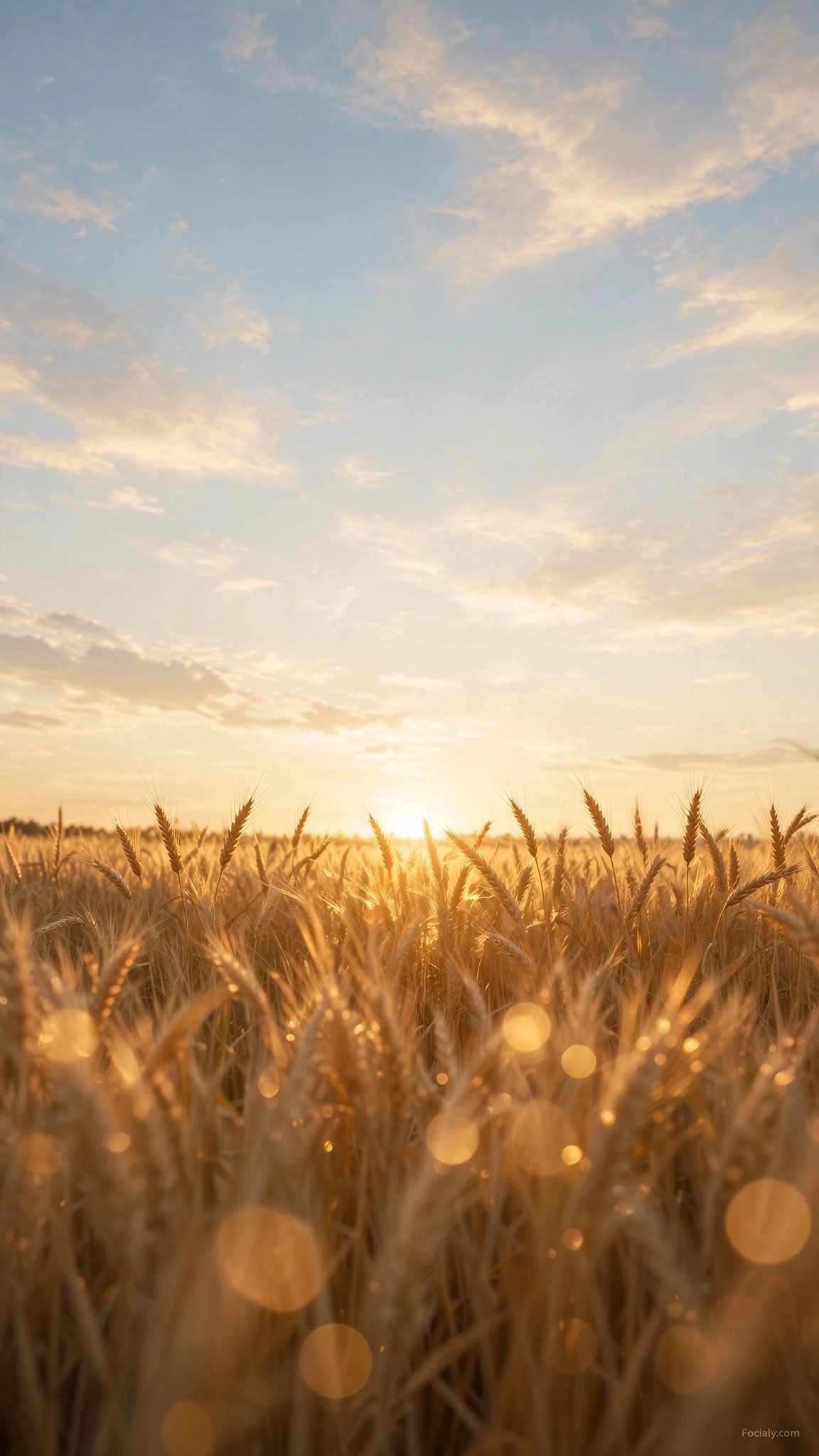 Golden wheat field glowing at golden hour phone wallpaper