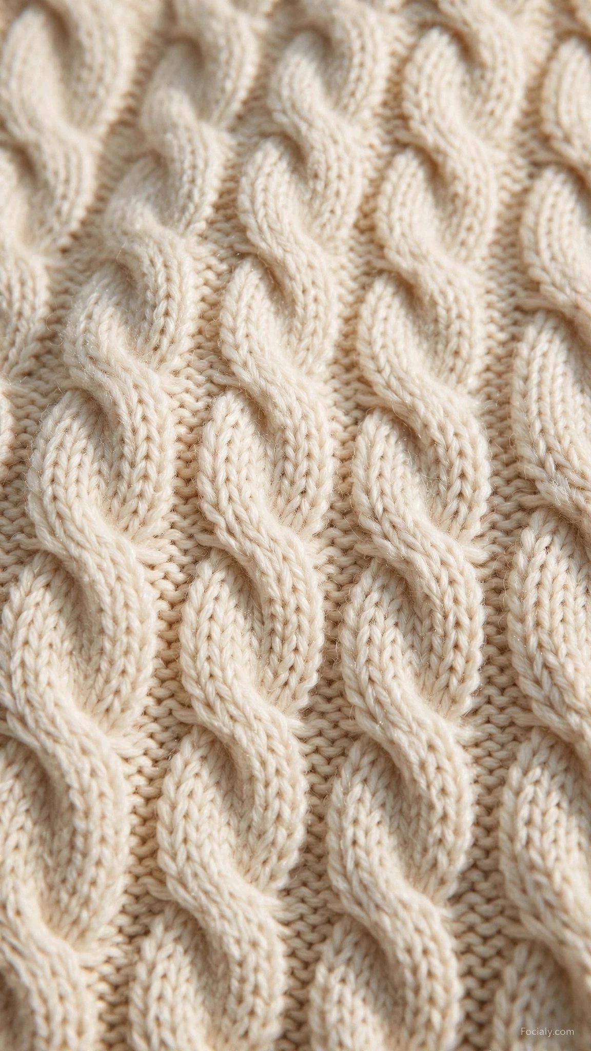 Cream cable knit sweater texture macro phone wallpaper