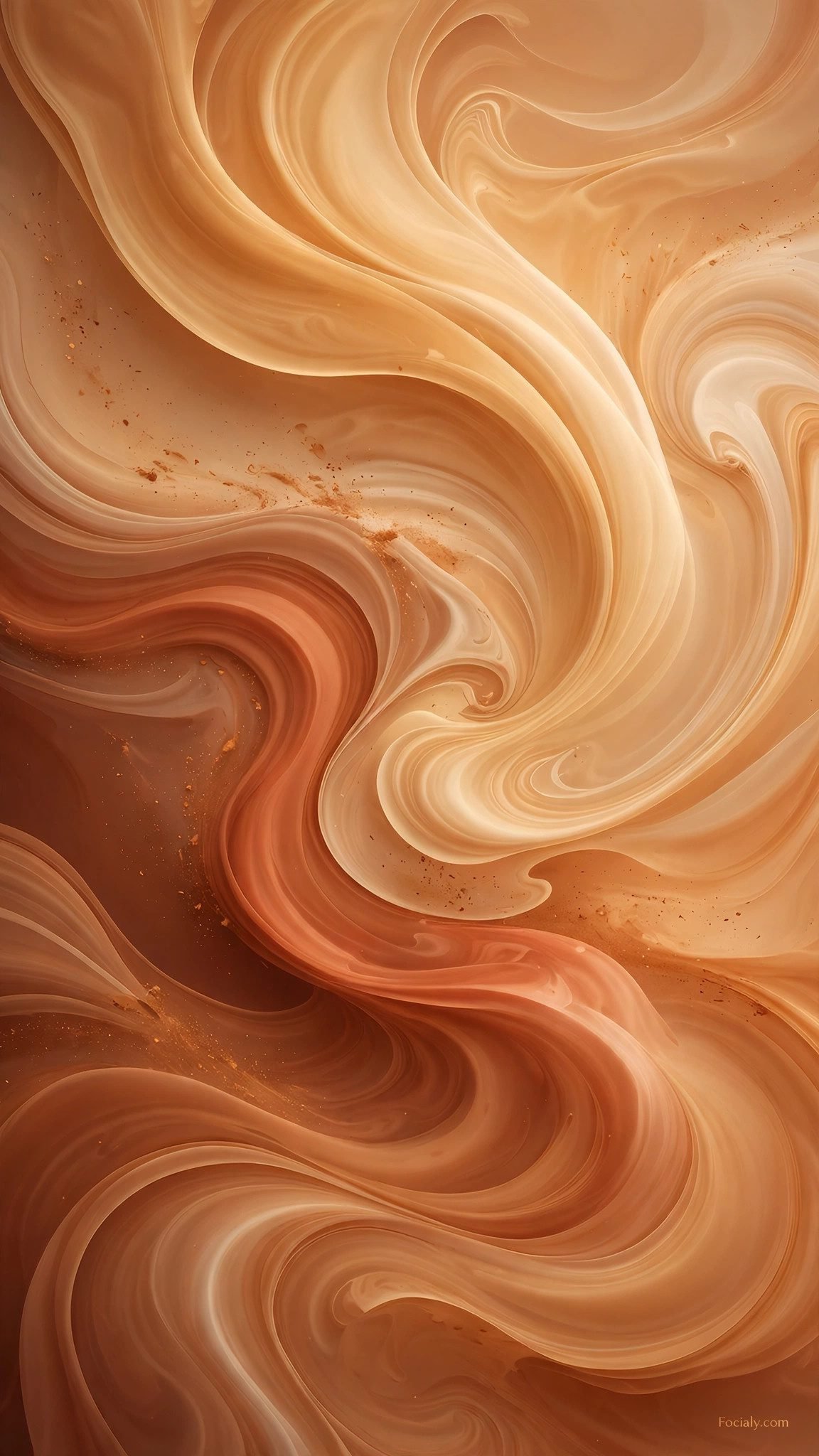Abstract warm cinnamon and terracotta swirls phone wallpaper