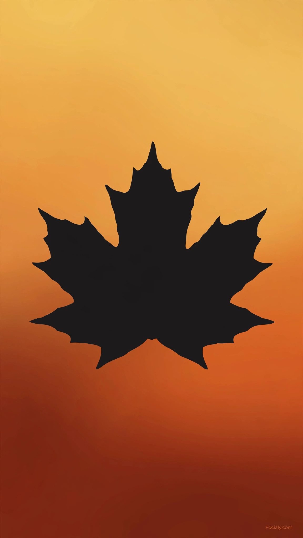 Single maple leaf silhouette against a warm gradient sky phone wallpaper