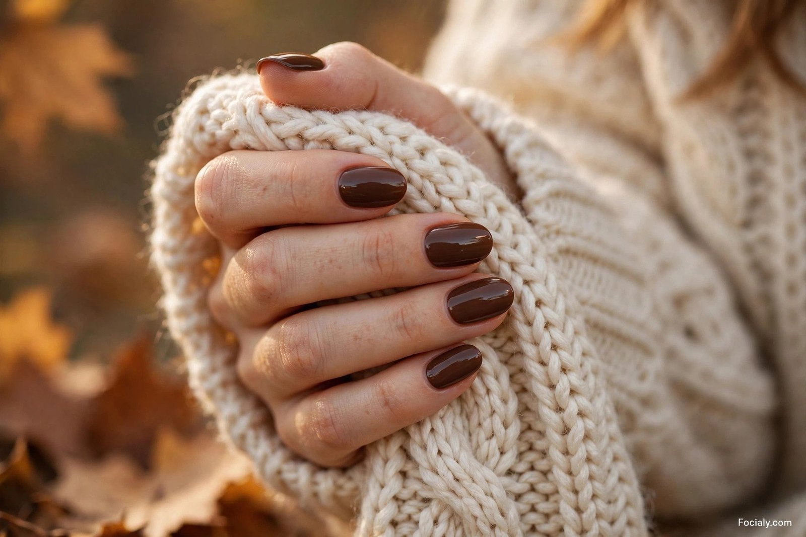 Chocolate brown glossy fall nails 2026