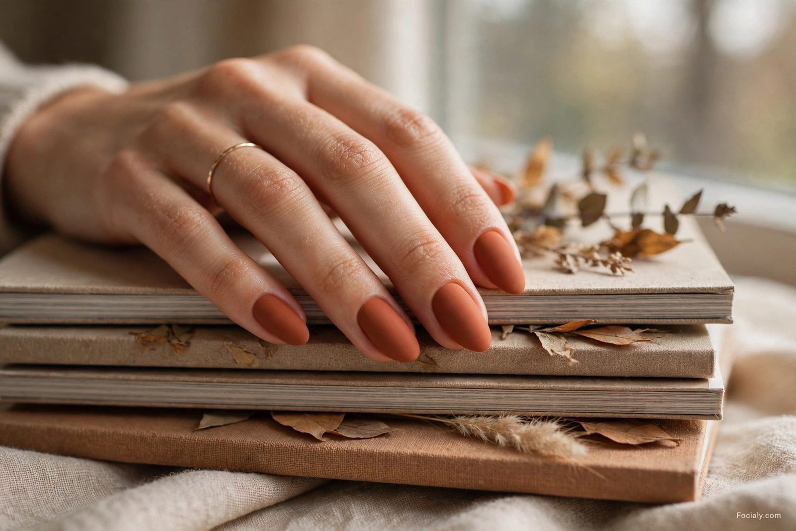 Matte terracotta fall nails 2026