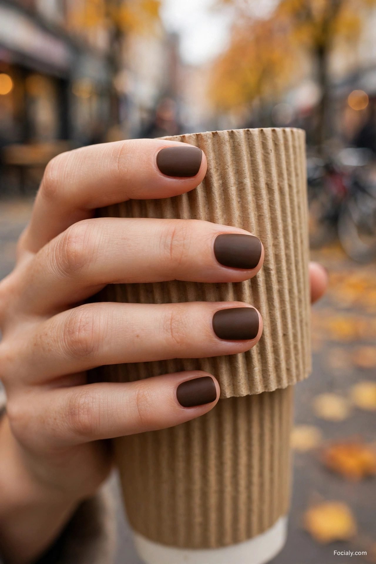Matte espresso brown fall nails 2026
