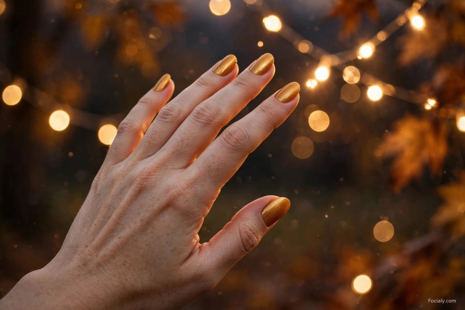 Golden amber shimmer fall nails 2026