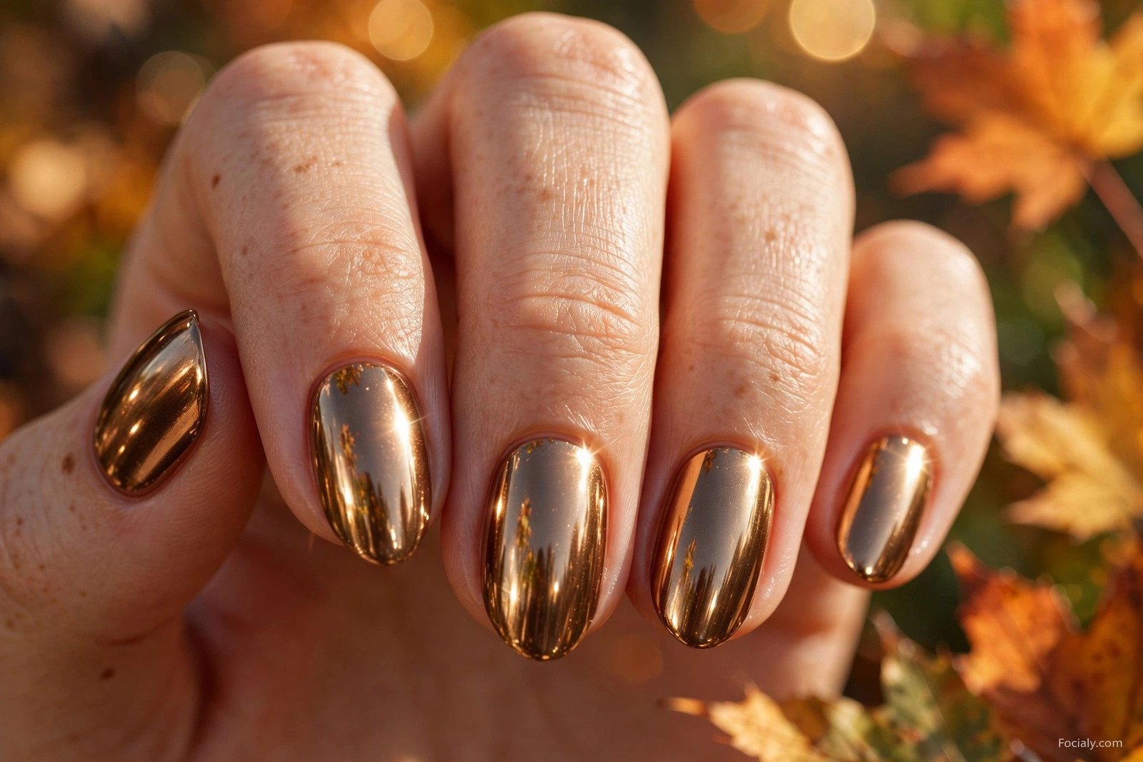 Bronze chrome fall nails 2026