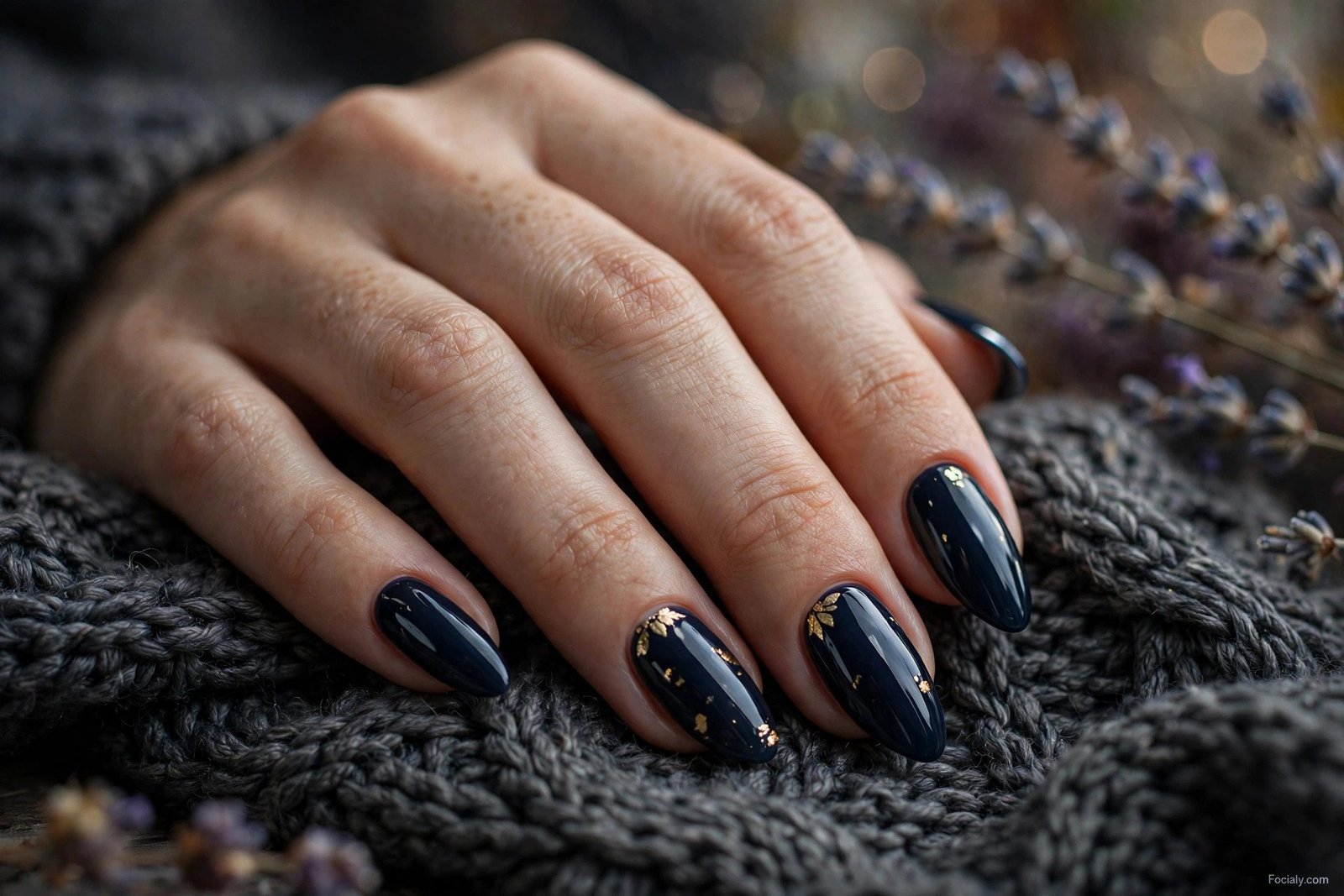 Midnight navy glossy fall nails 2026