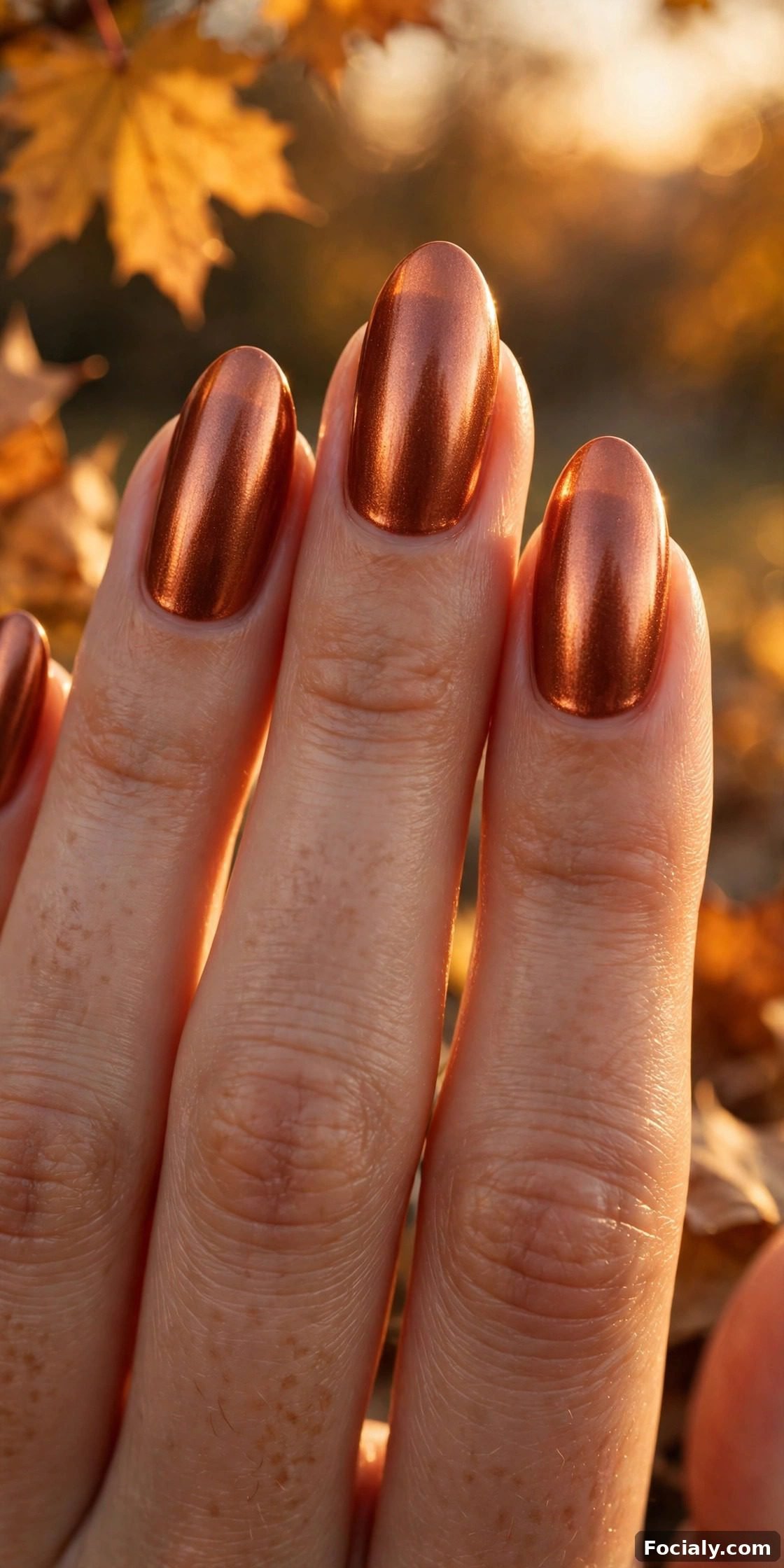 Shiny copper metallic nails