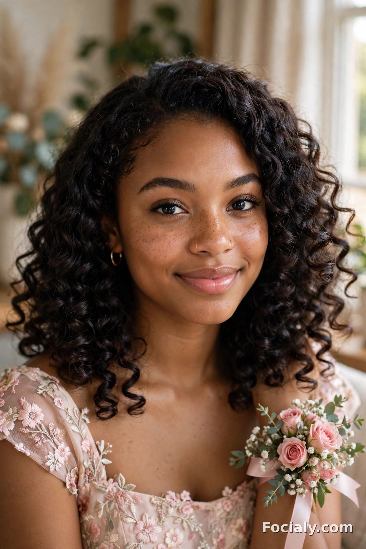 Defined wash-and-go curls - hoco hairstyle for Black women