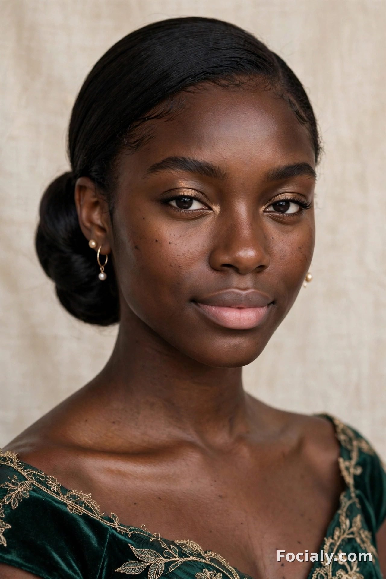 Elegant low chignon updo - hoco hairstyle for Black women