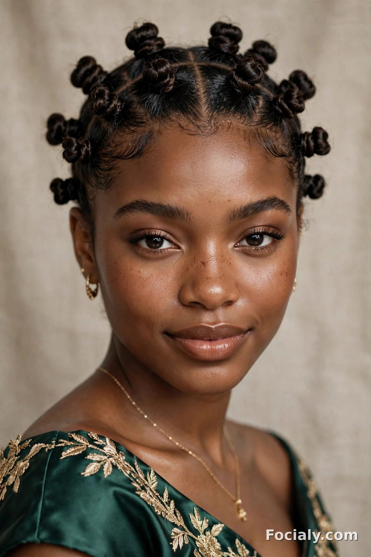 Bantu knot crown updo - hoco hairstyle for Black women