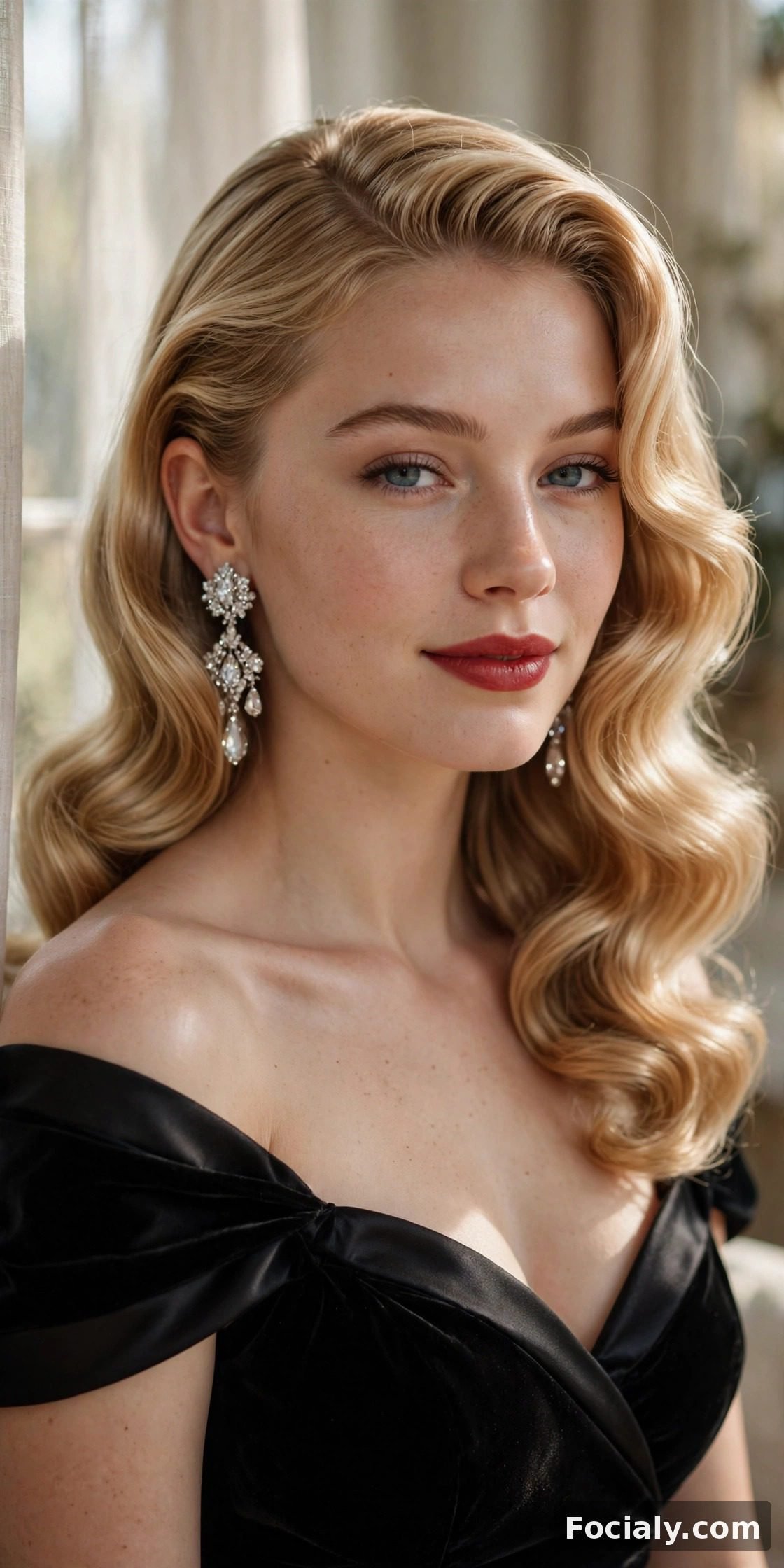 Soft Hollywood waves hoco hairstyle