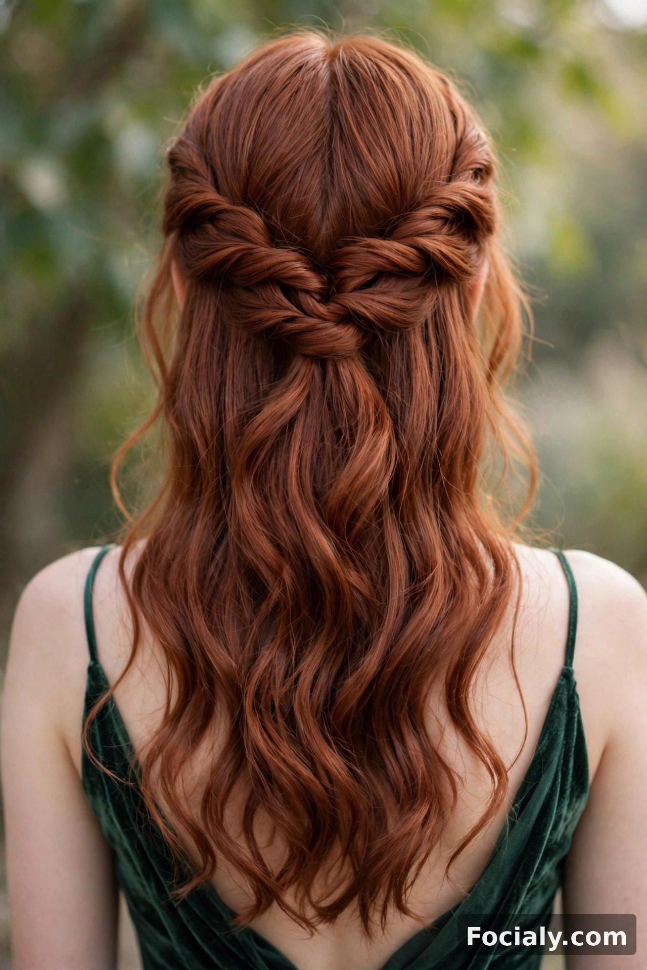 Half-up twisted crown hoco hairstyle