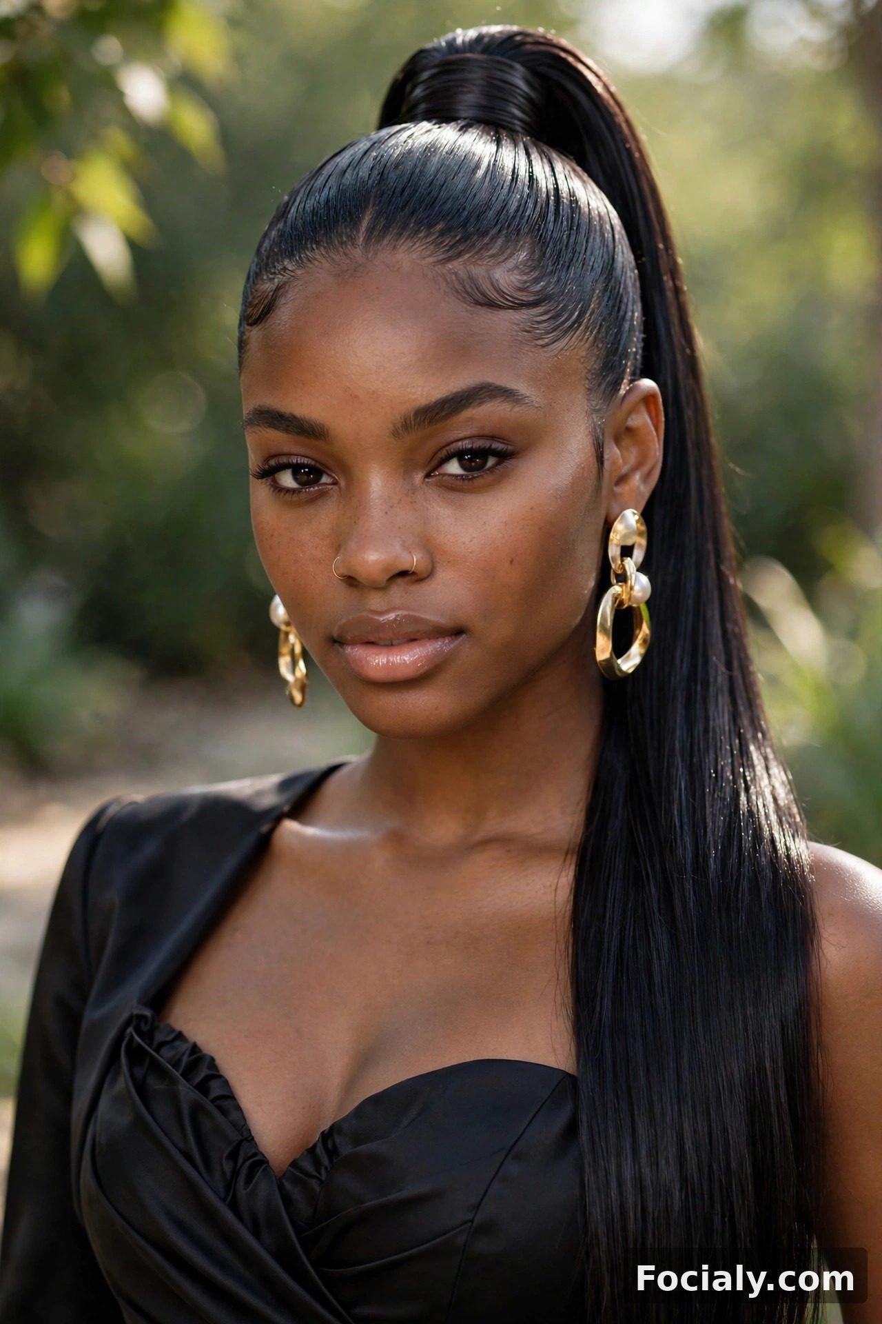 High sleek ponytail hoco hairstyle