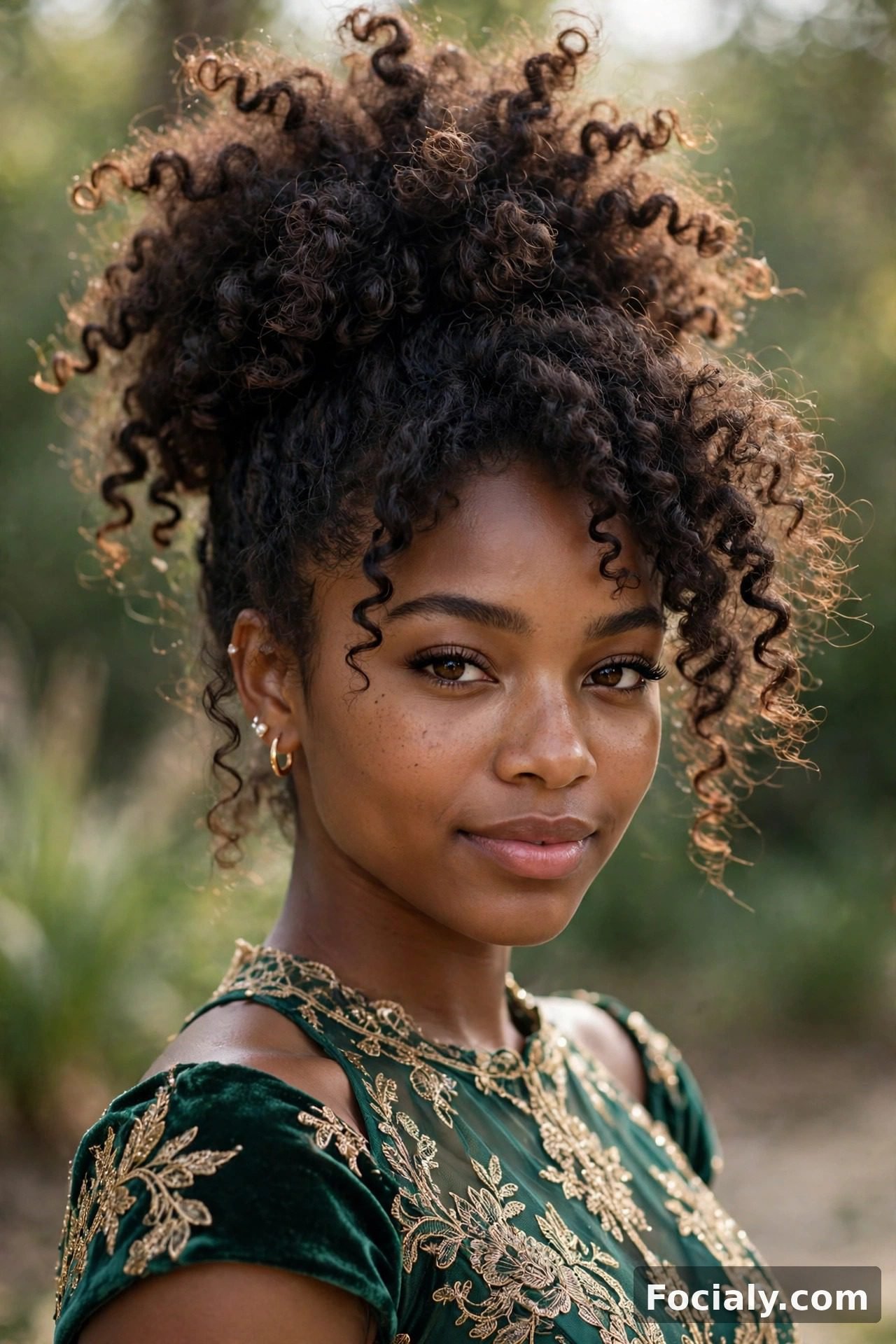 Curly high pineapple updo hoco hairstyle