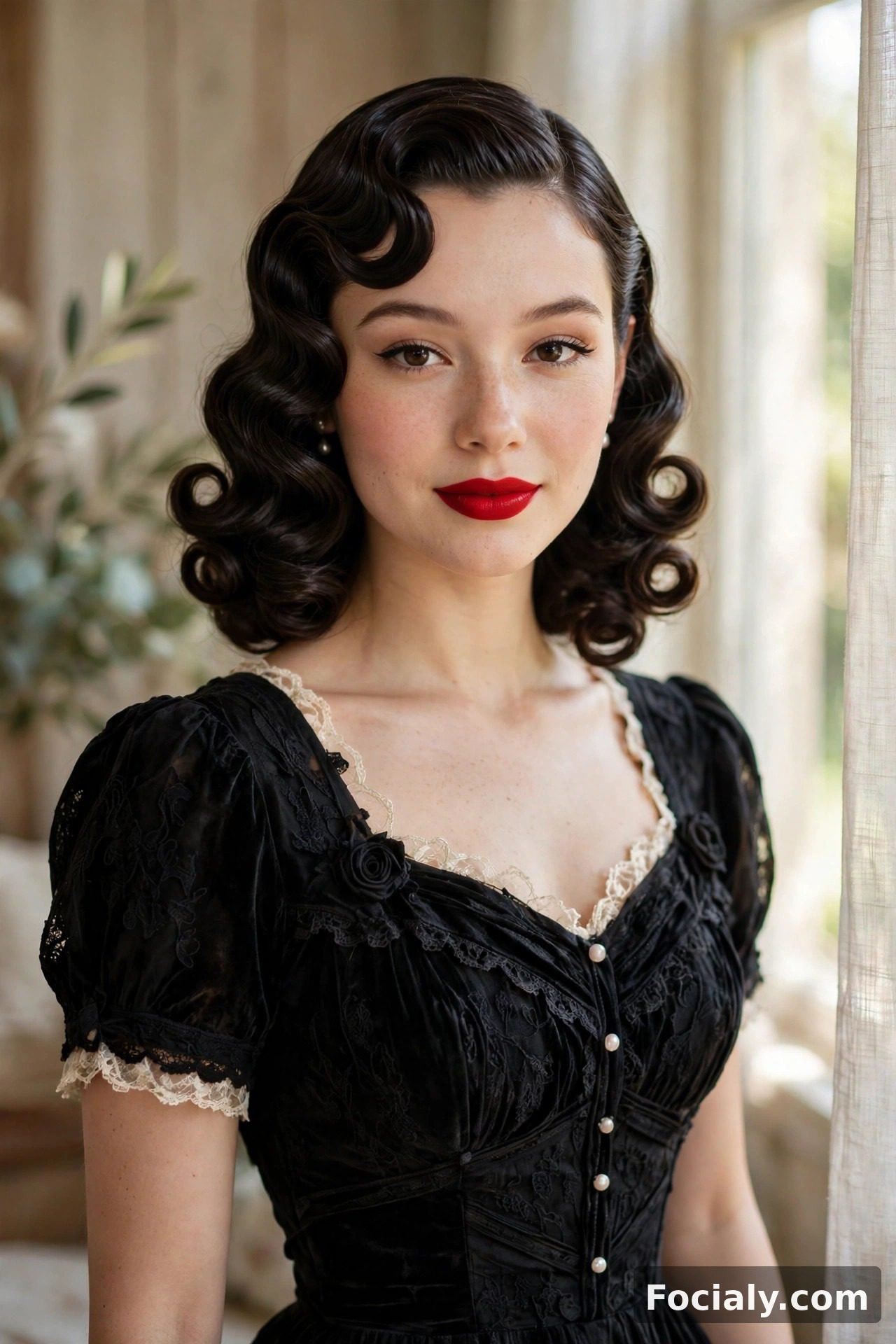 Vintage pin curls hoco hairstyle