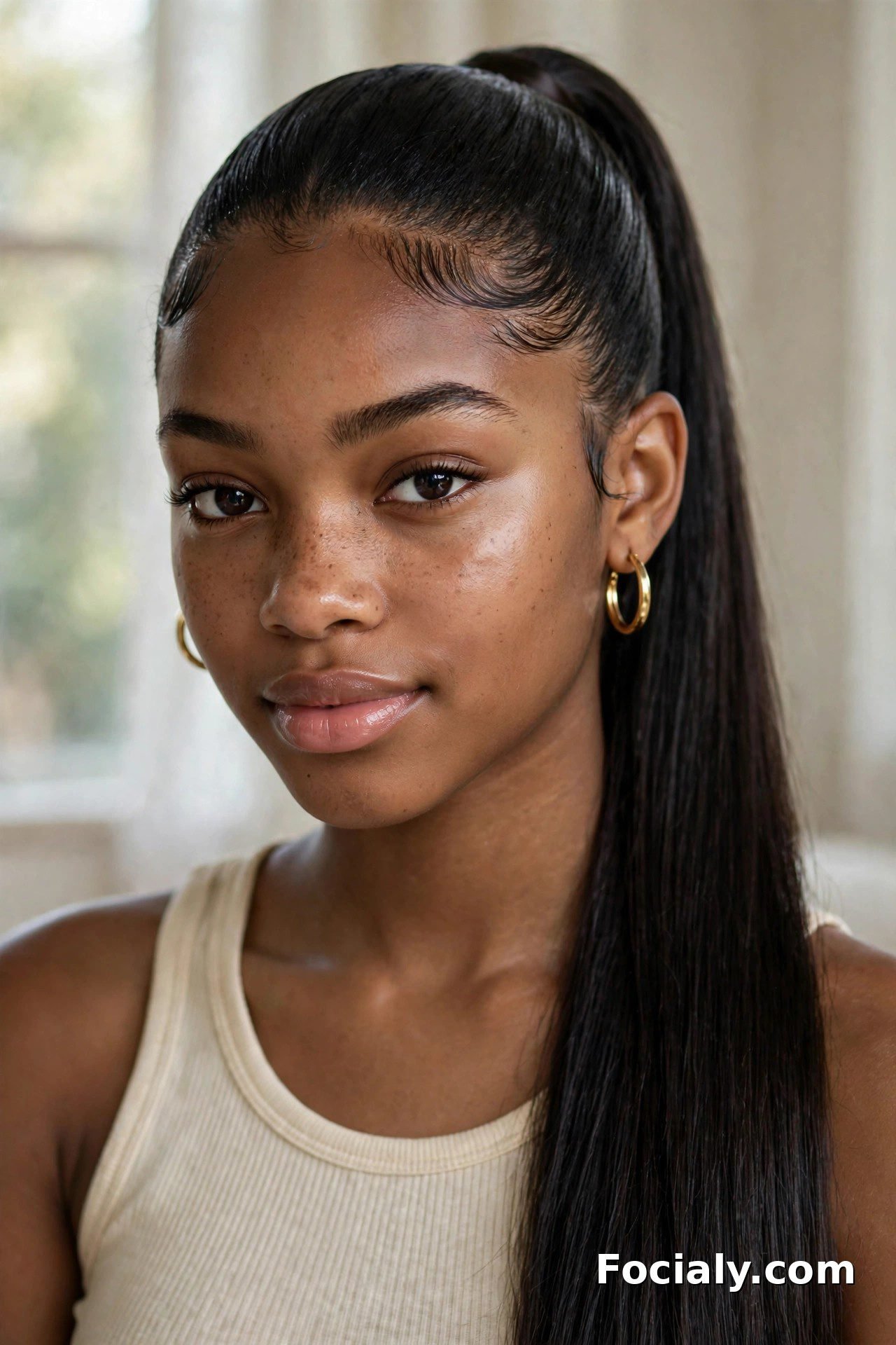 High sleek ponytail homecoming hairstyle