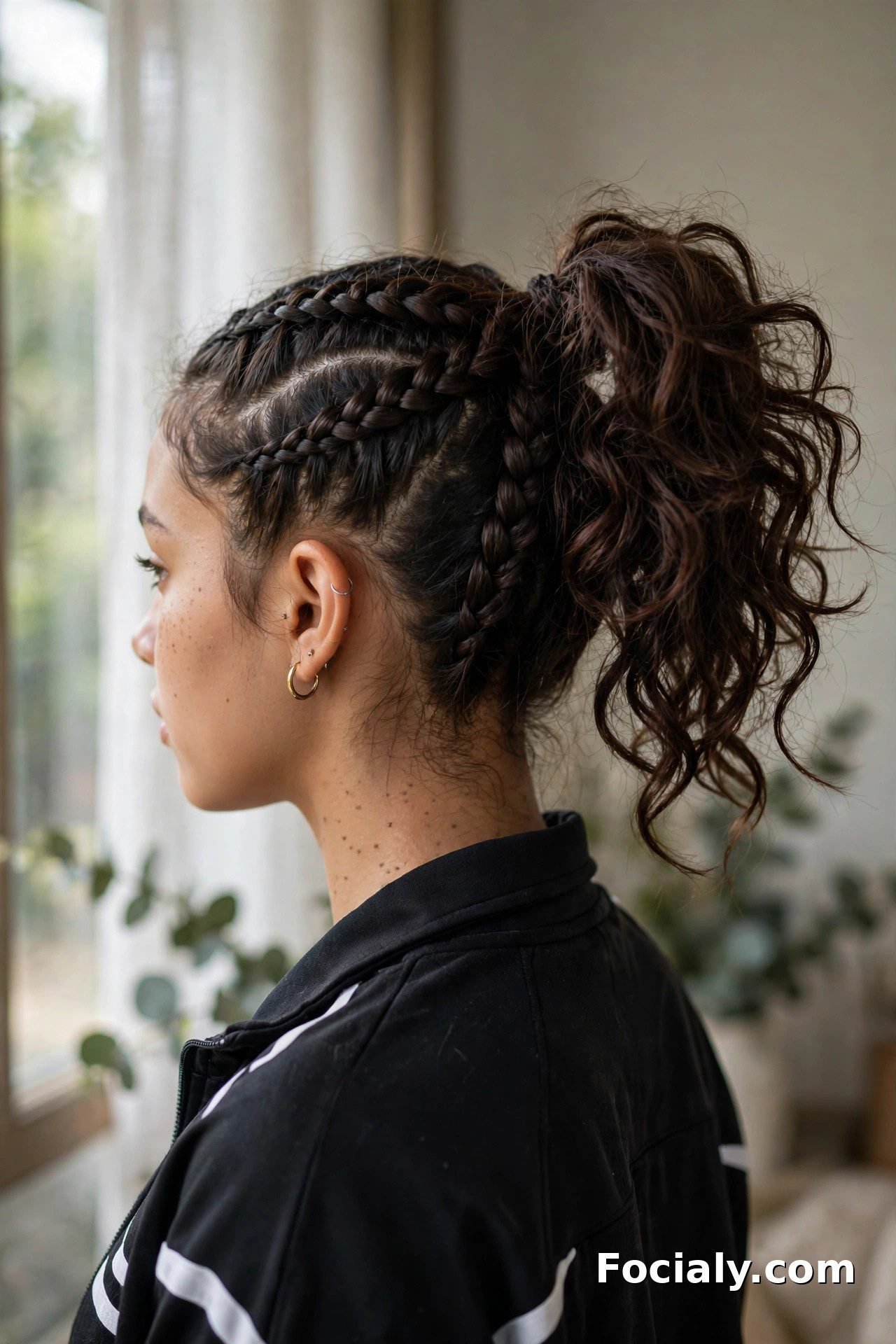 Double Dutch braids into ponytail homecoming hairstyle