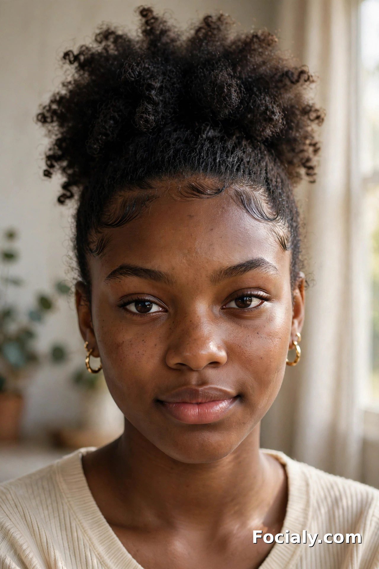 Curly high puff homecoming hairstyle for natural hair