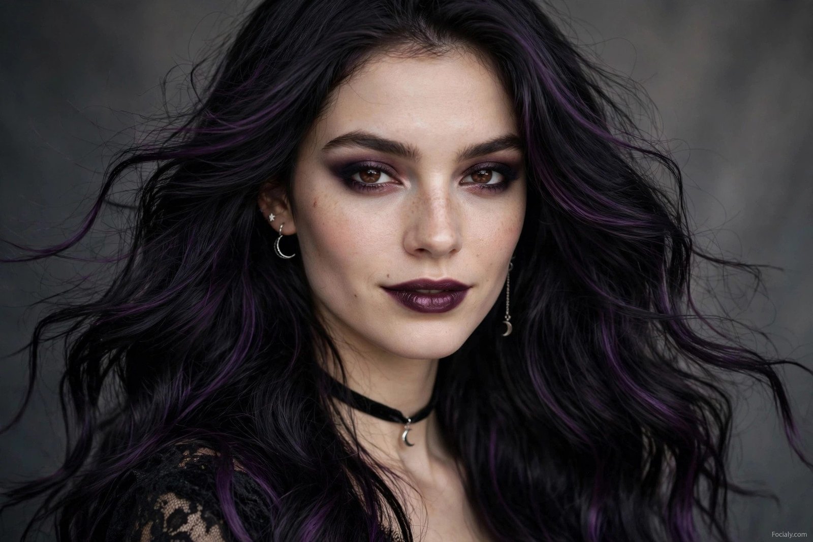 Midnight witch waves halloween hairstyle idea