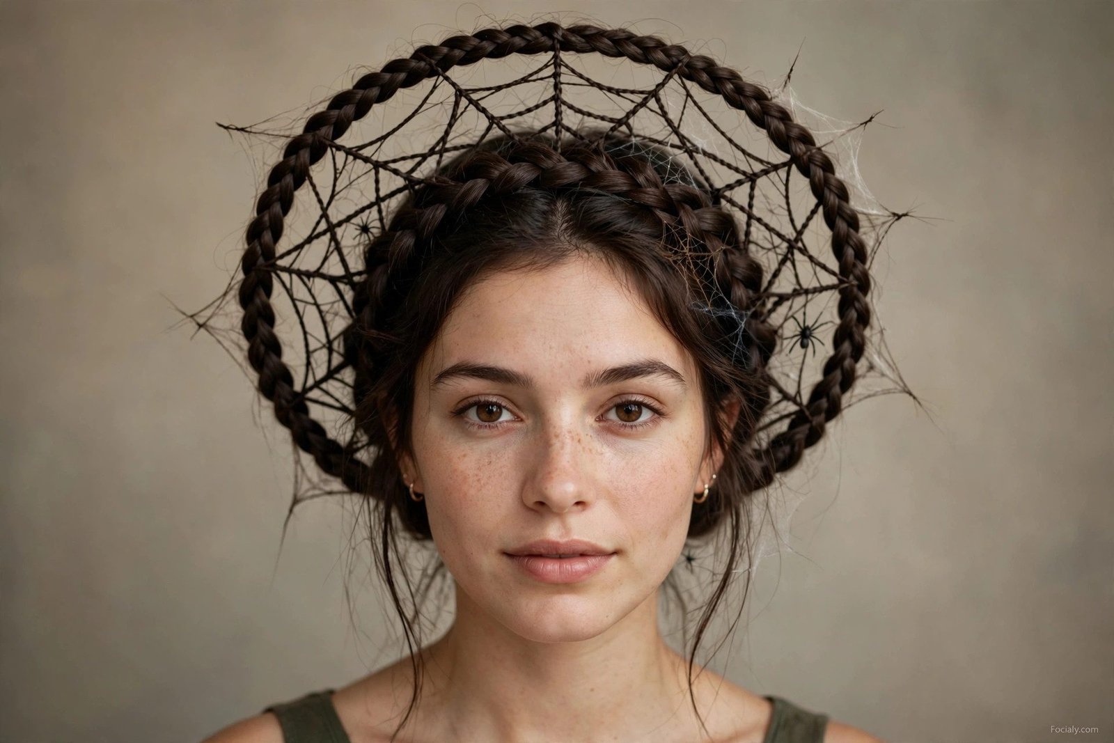 Spiderweb halo braid halloween hairstyle idea