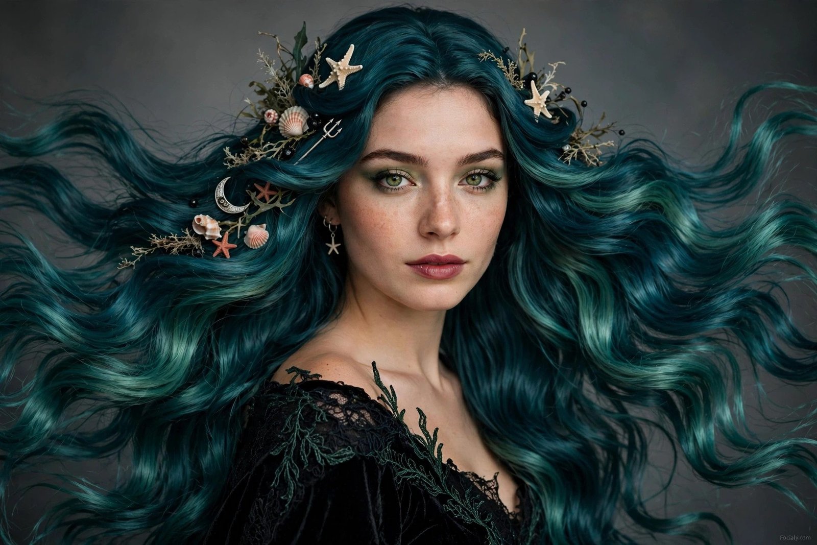 Sea witch mermaid curls halloween hairstyle idea