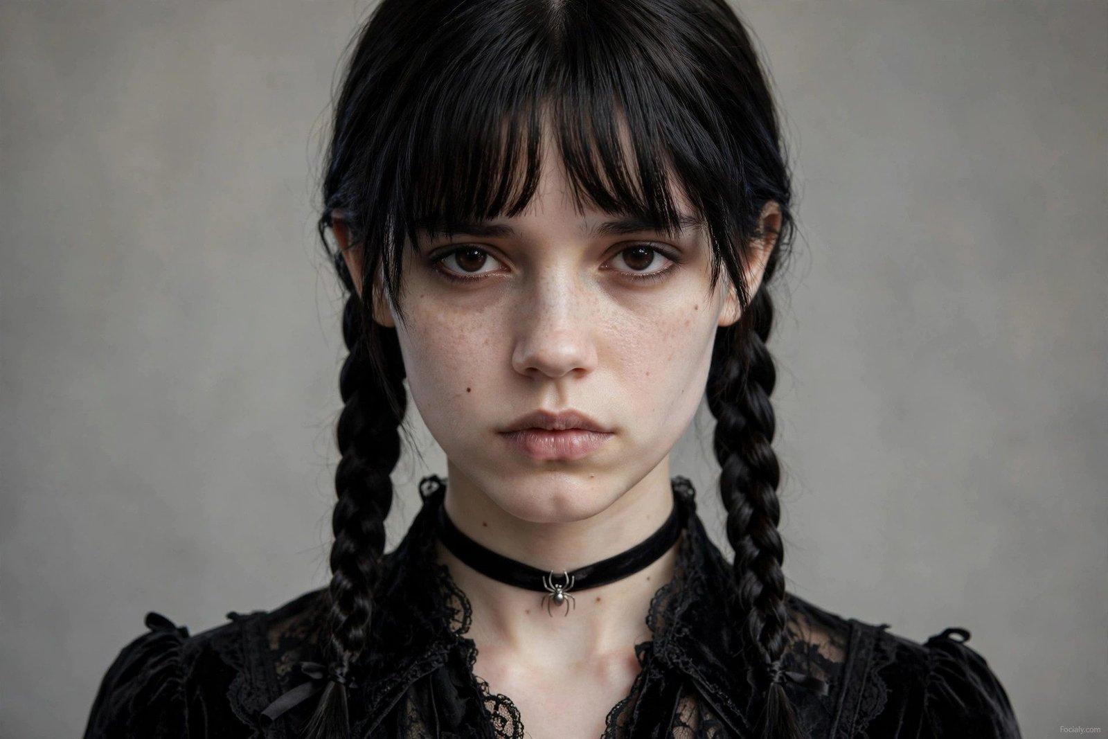 Wednesday inspired twin braids halloween hairstyle idea