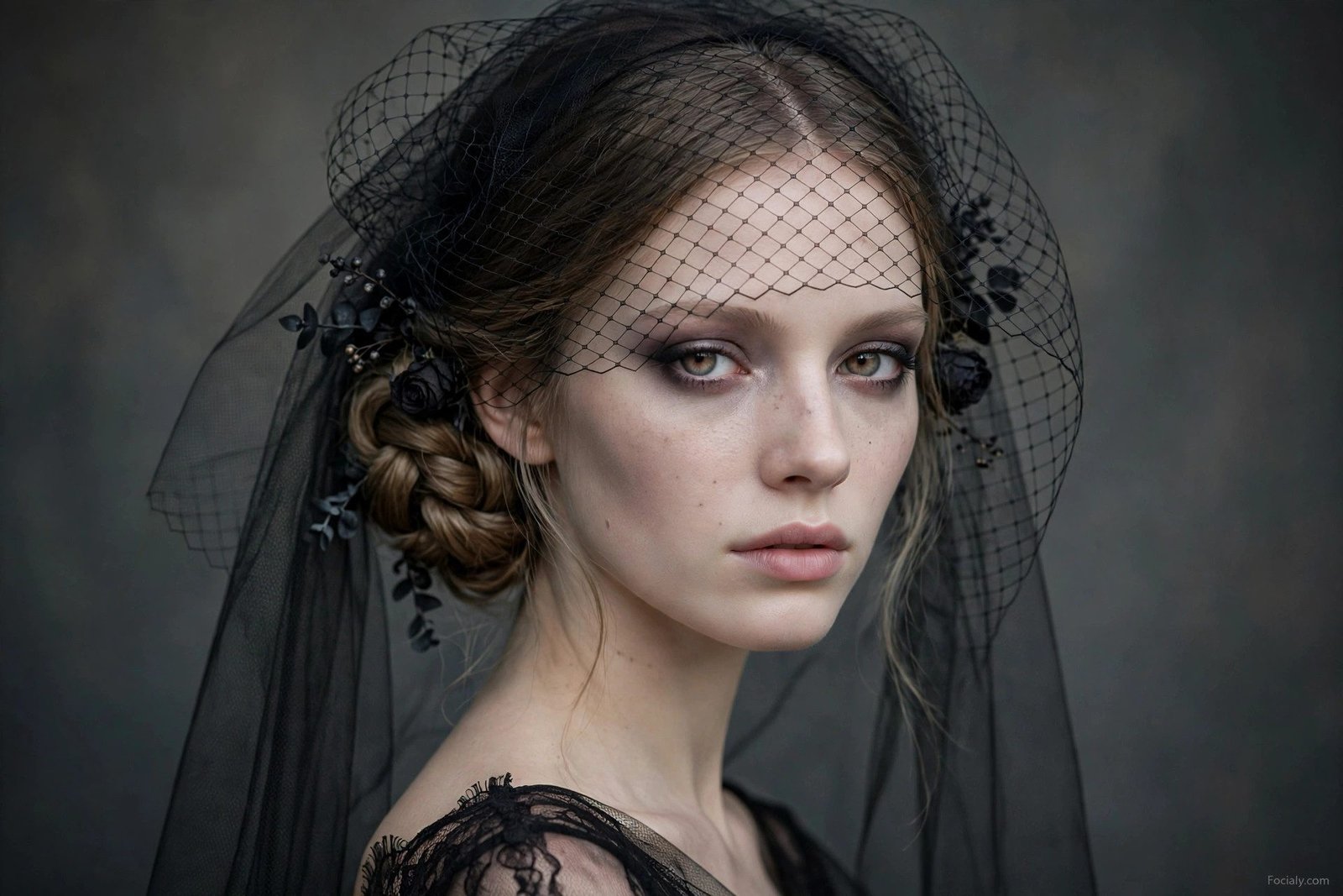 Ghost bride low chignon halloween hairstyle idea