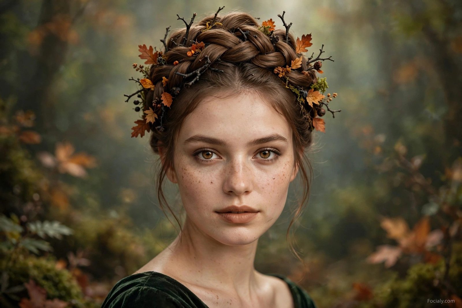 Enchanted forest twisted crown halloween hairstyle idea
