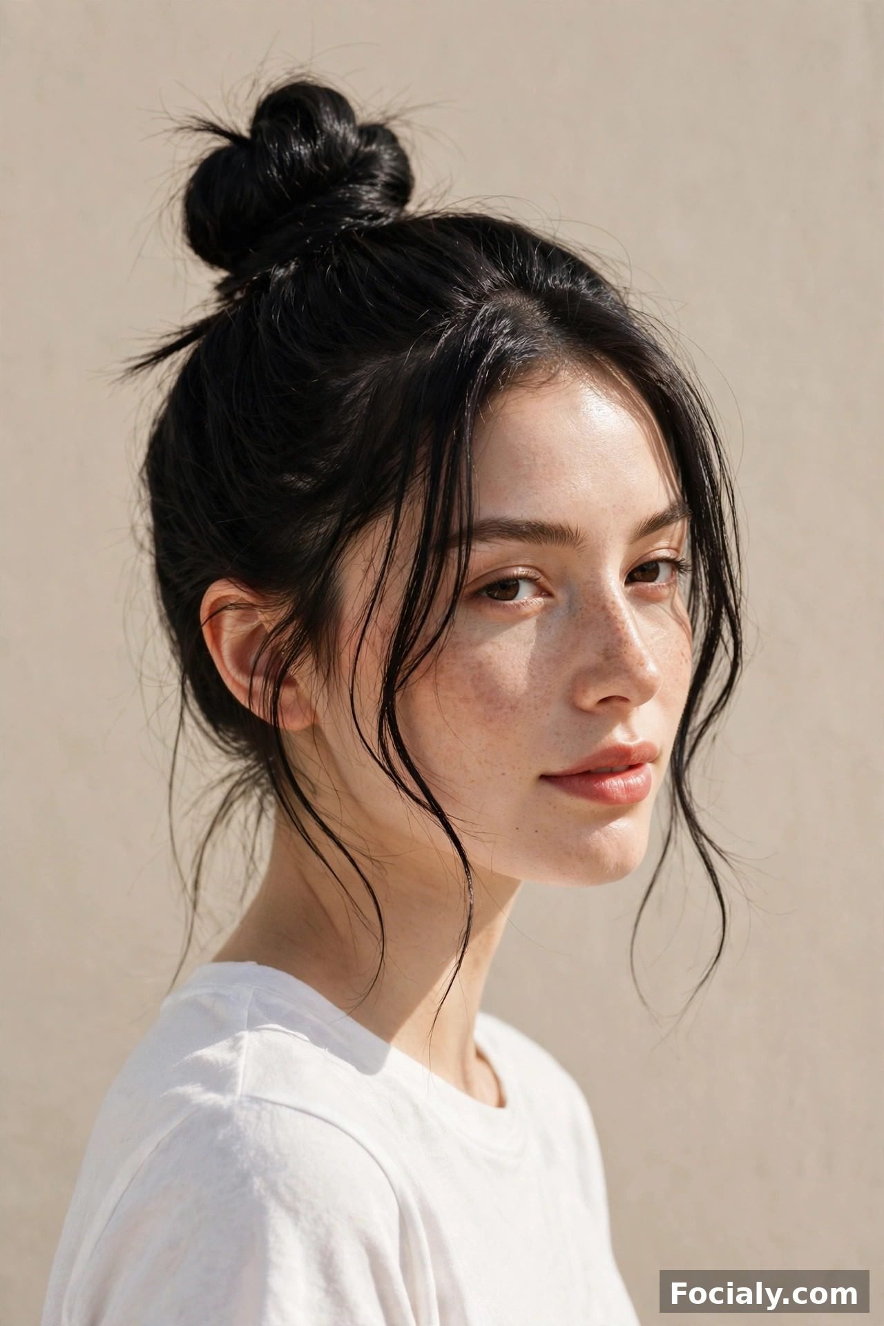 High top knot bun hairstyle idea
