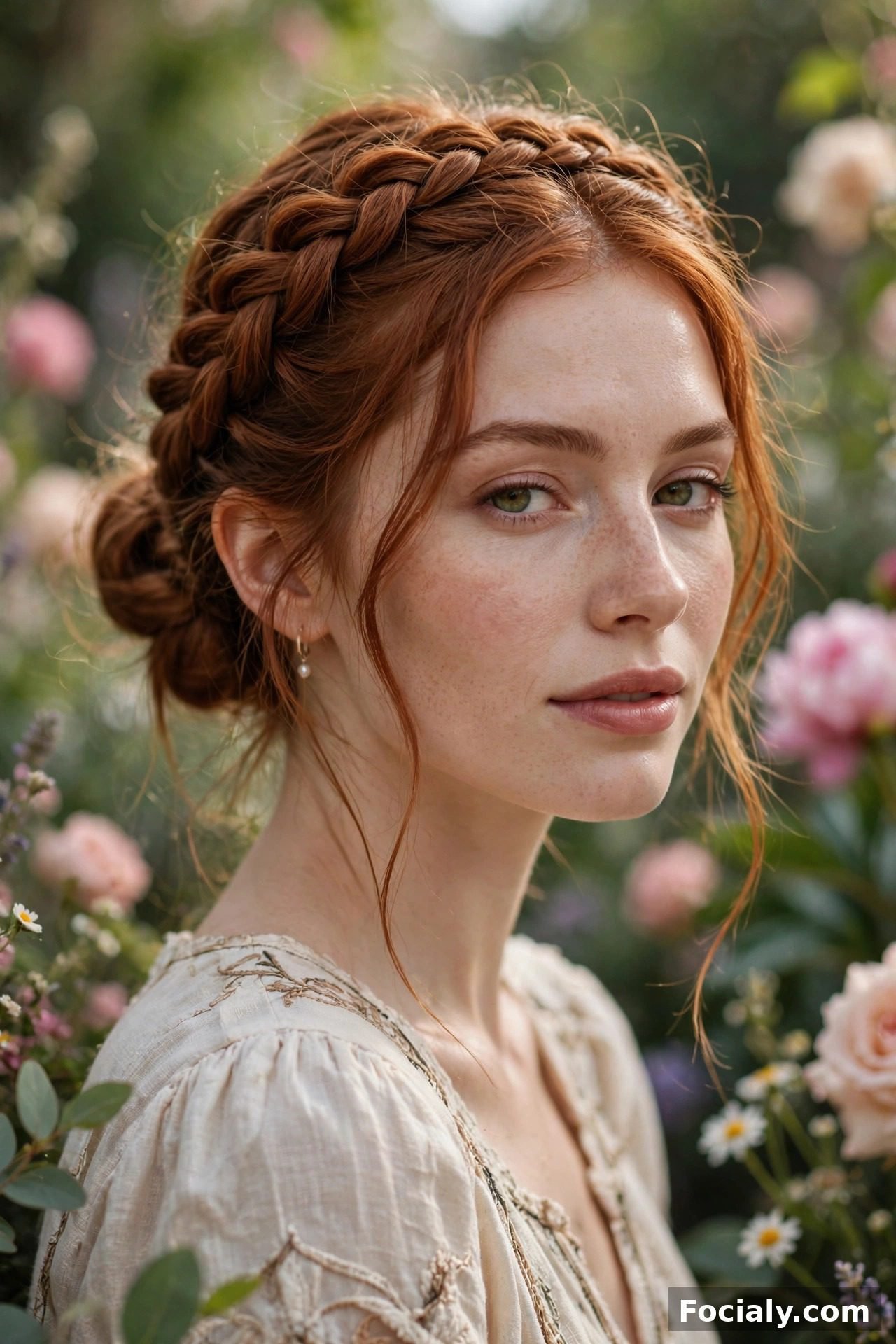 Braided crown bun hairstyle idea