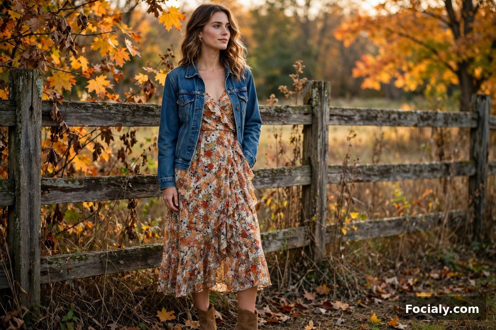 Denim Jacket Over a Sundress - country chic wedding guest outfit idea
