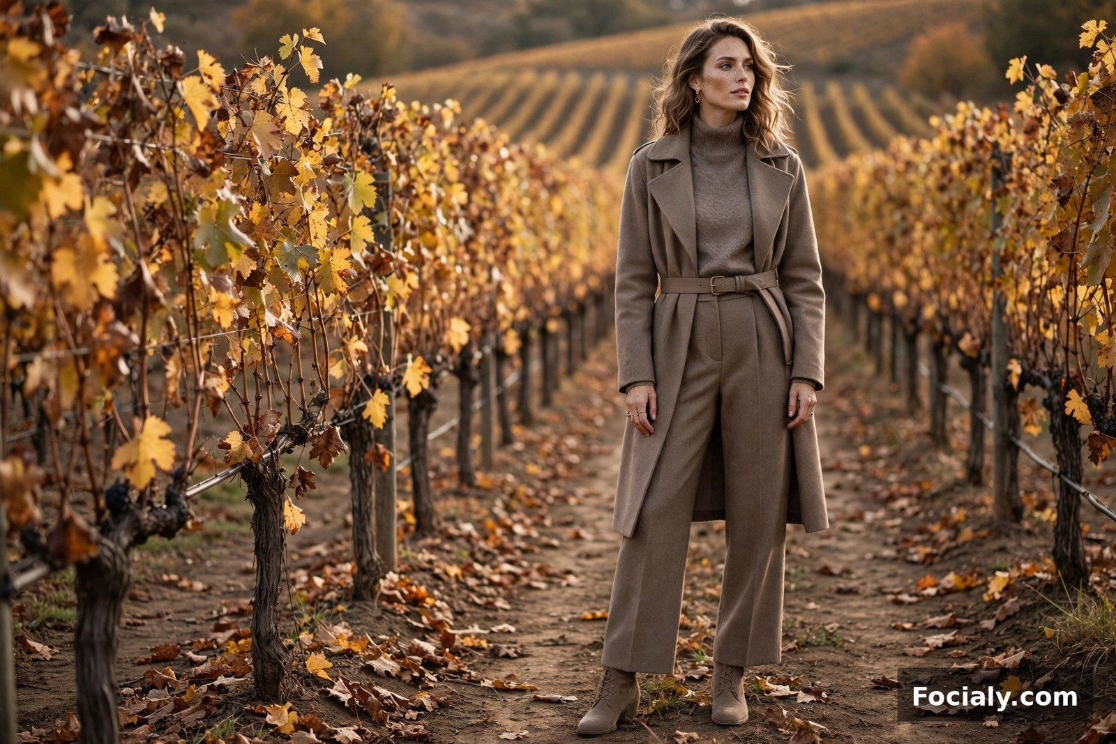 Warm Taupe Monochrome Look - country chic wedding guest outfit idea