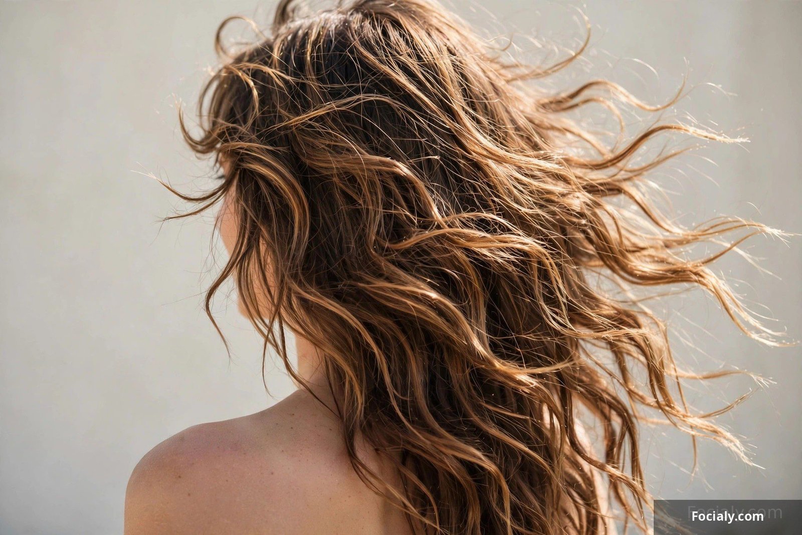 Long hair with tousled beachy textured waves