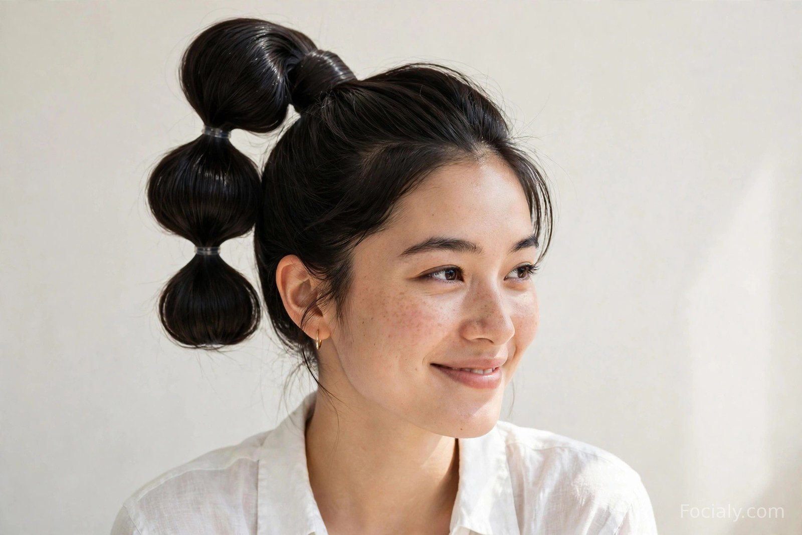 Playful bubble ponytail with rounded segments