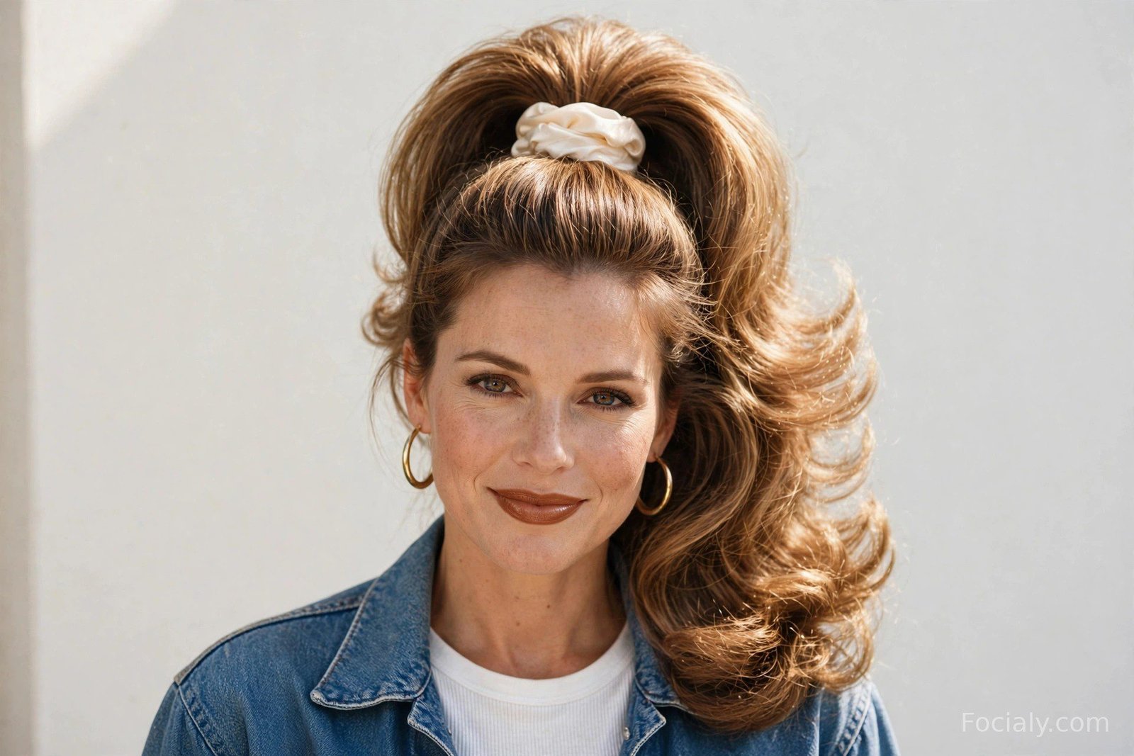 Voluminous 90s blowout ponytail with flipped layers