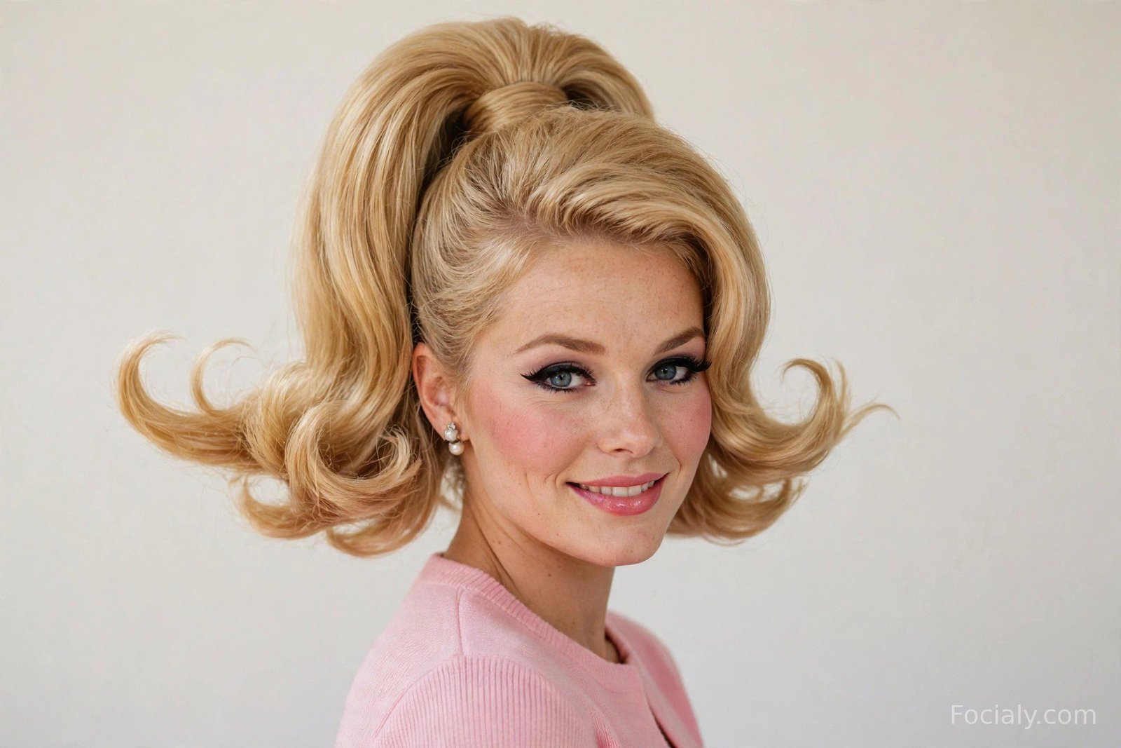 Retro 60s flipped ponytail with bouncy flipped ends