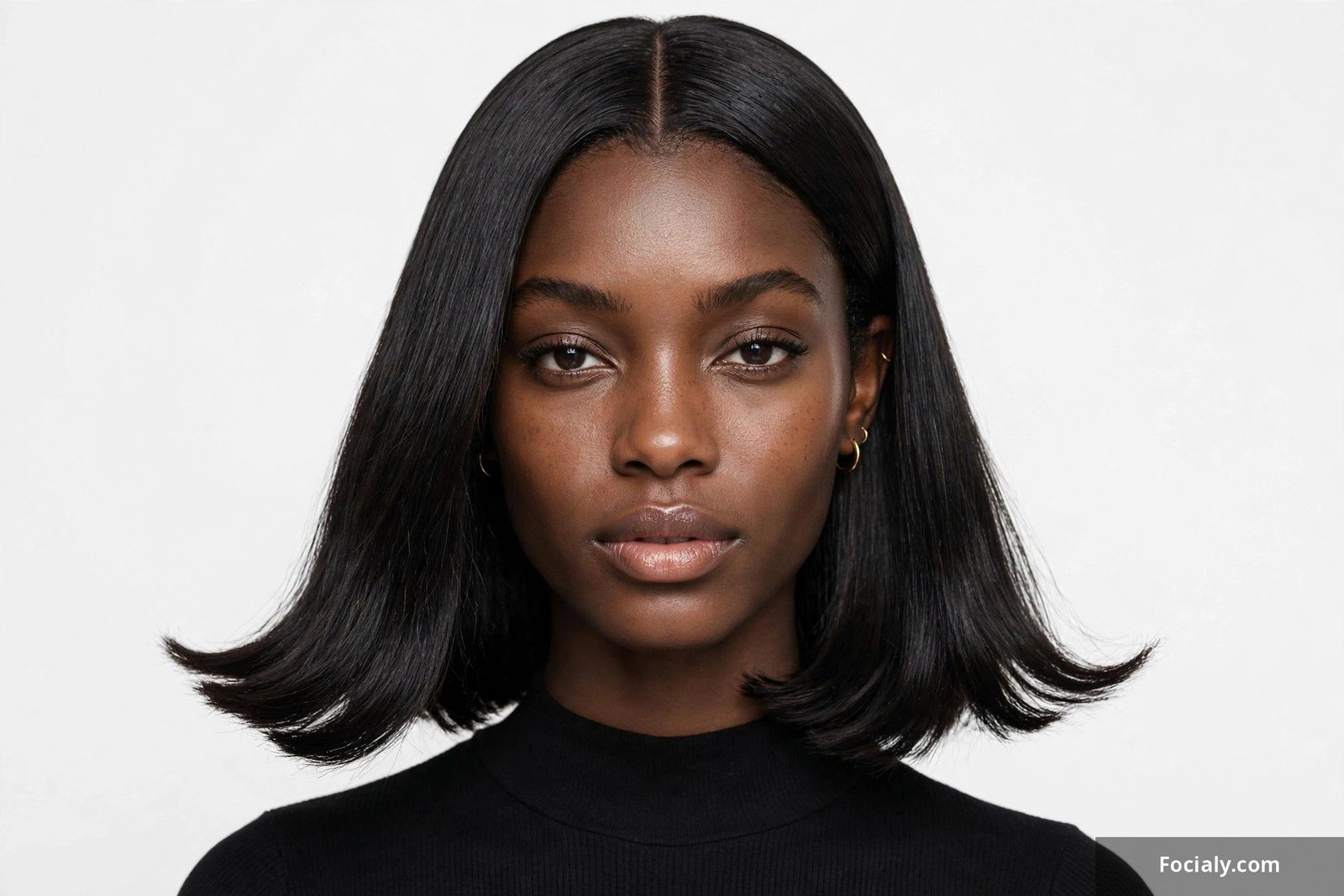 Blunt collarbone-length lob quick weave, straight and polished