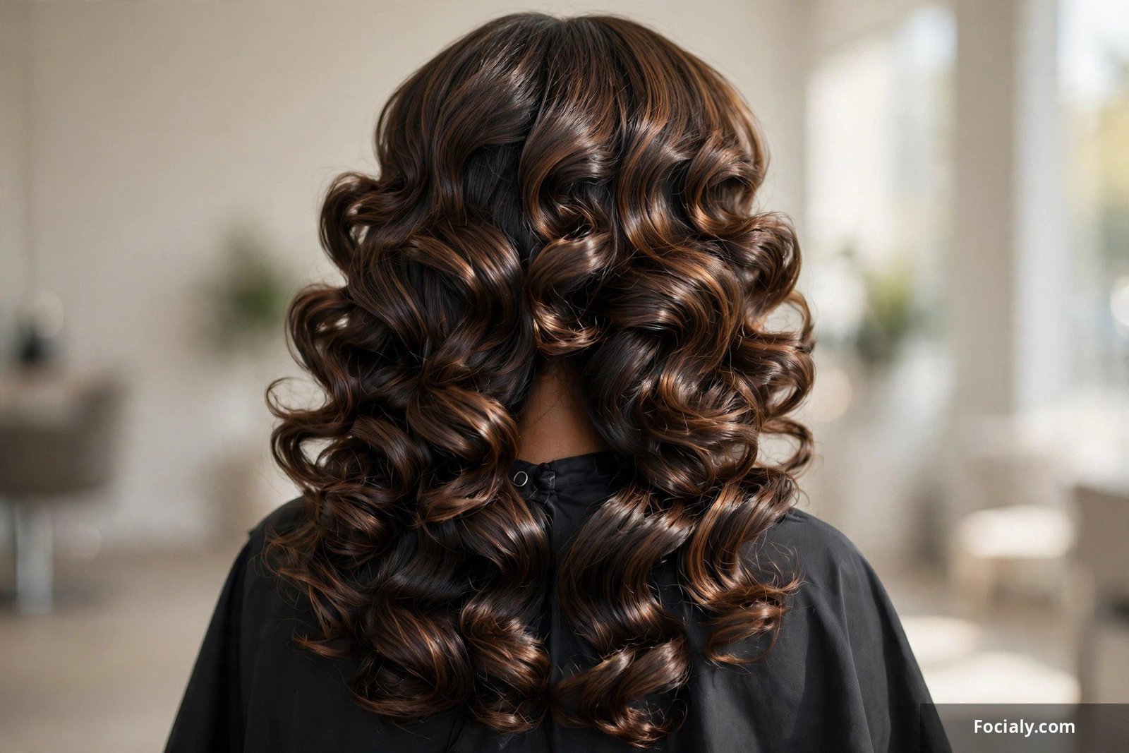 Quick weave with big voluminous barrel curls and shine