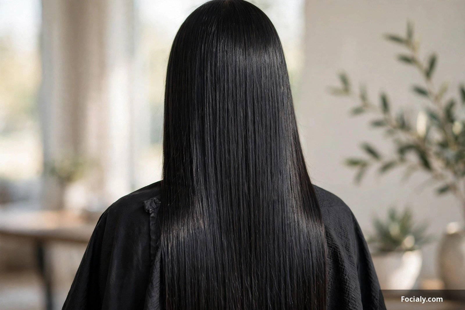 Jet black silky straight quick weave with mirror shine